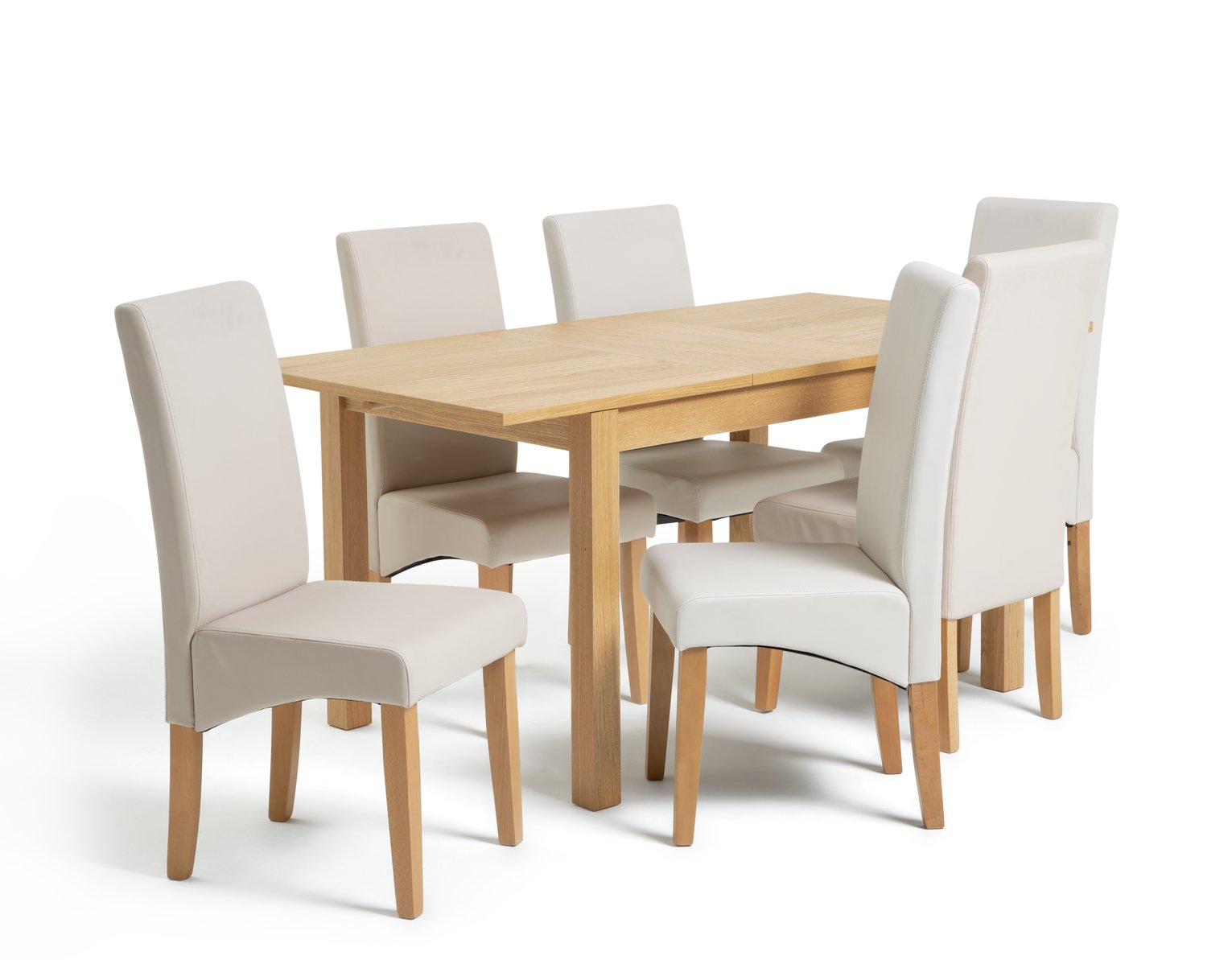 Argos Home Clifton Oak Extending Table & 6 Cream Chairs