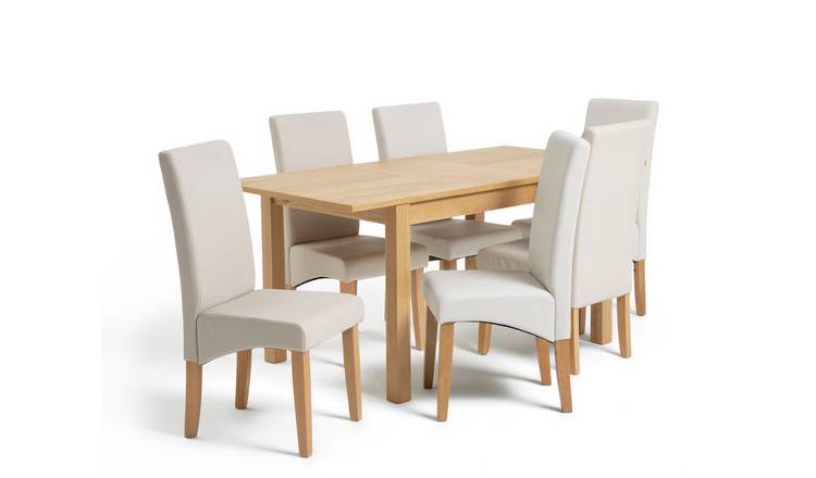 Buy Argos Home Clifton Oak Extending Table 6 Cream Chairs Dining Table And Chair Sets Argos