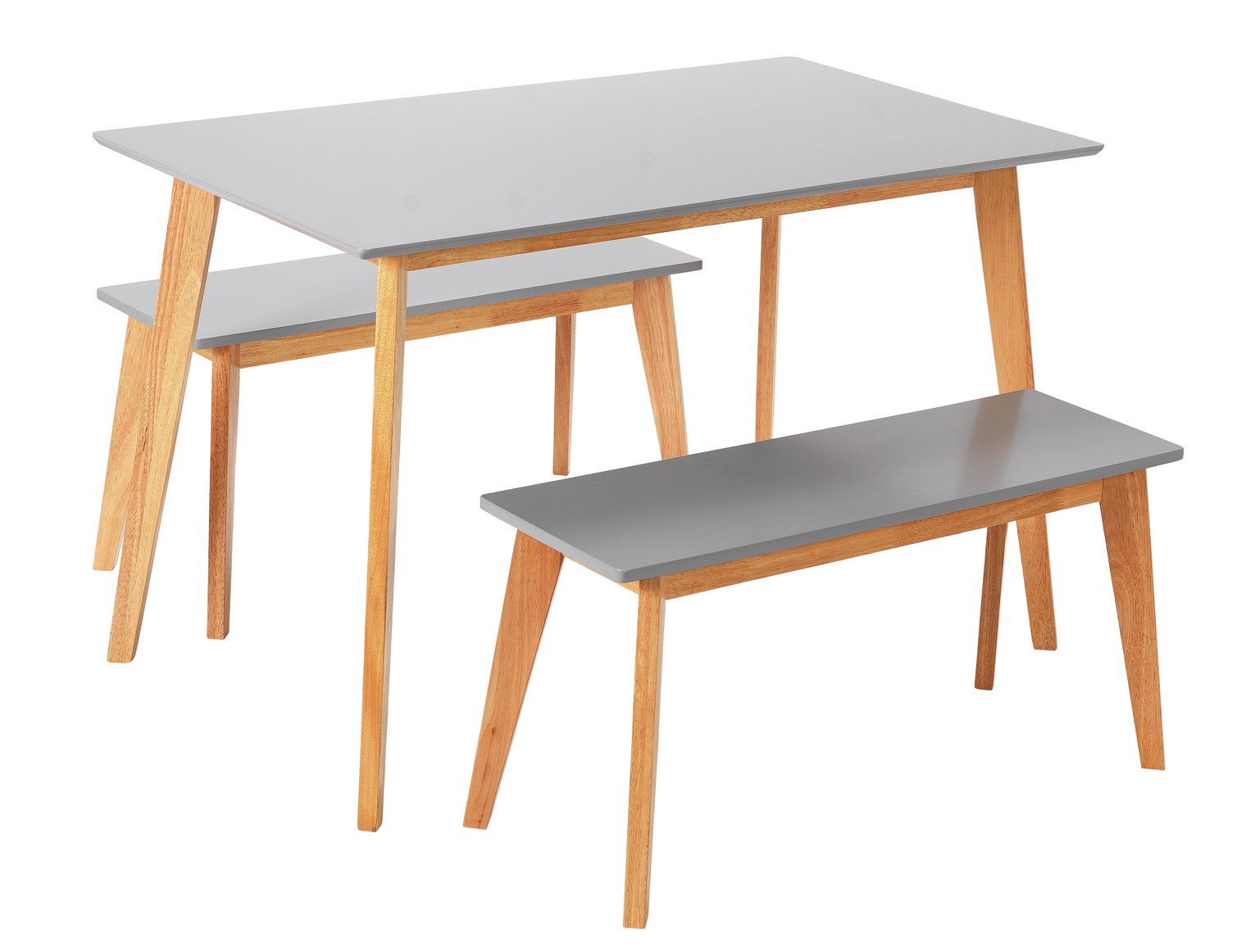 Argos Home Harlow Dining Table & 2 Grey Benches