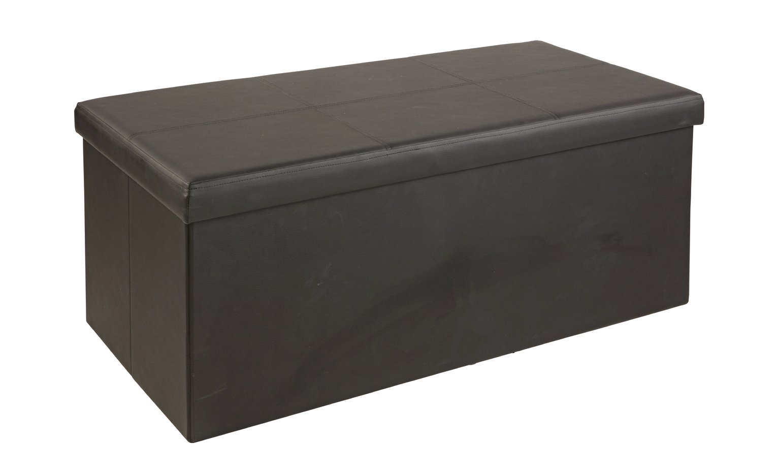 Argos Home Extra Large Faux Leather Stitched Ottoman - Black