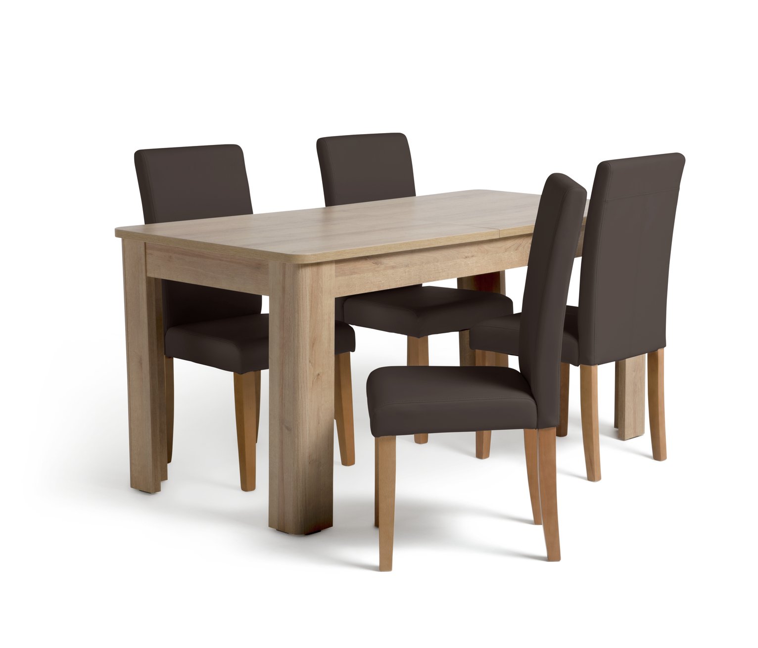 Argos Home Miami Curve Extending Table & 4 Chocolate Chairs