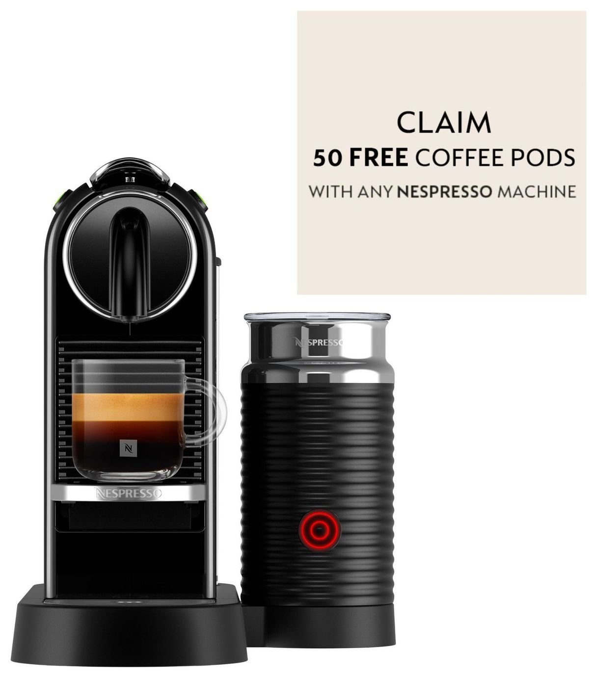 Nespresso Citiz Pod Coffee Machine Bundle by Magimix - Black