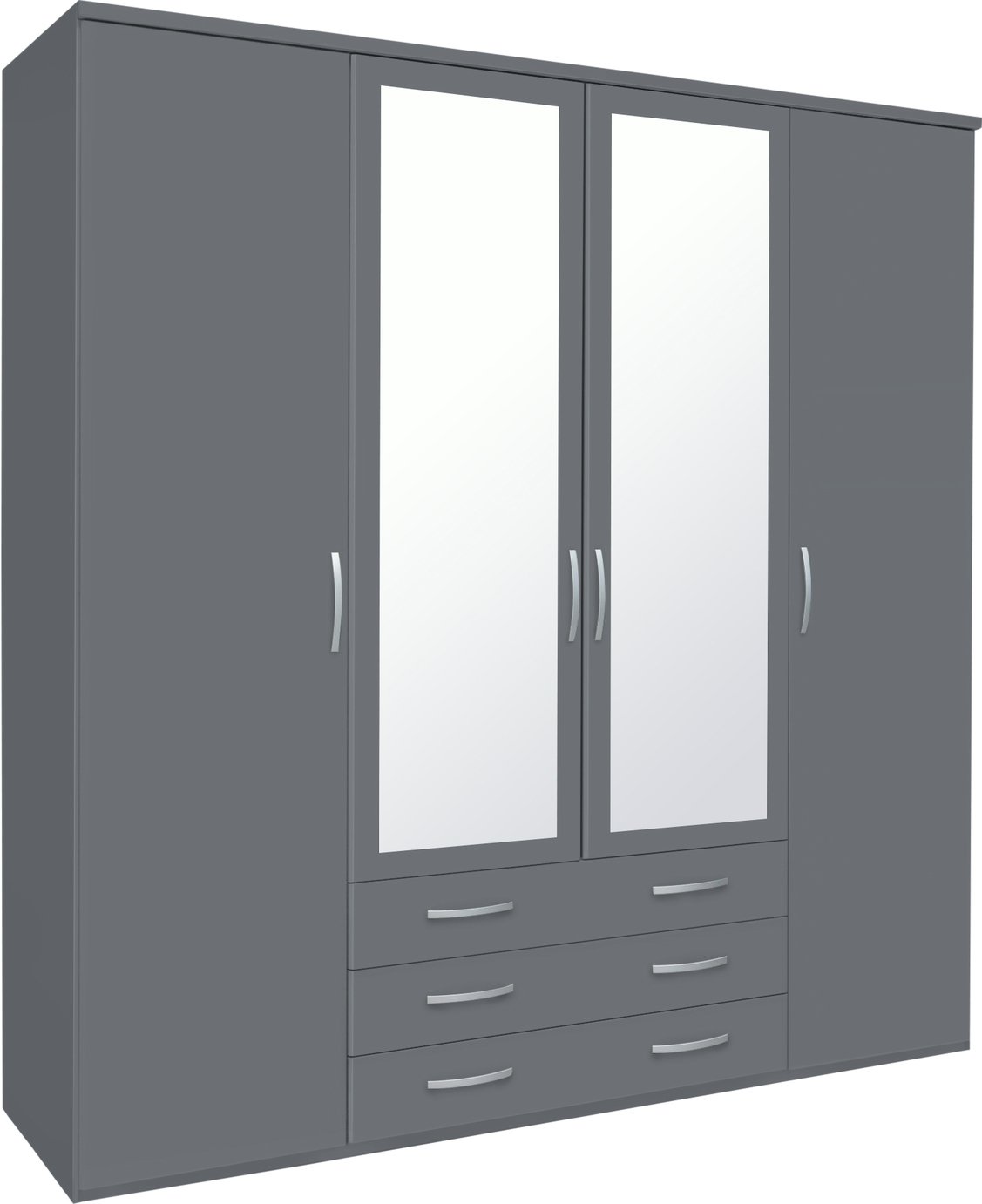 Argos Home Hallingford 4 Door 3 Drawer Mirror Wardrobe -Grey