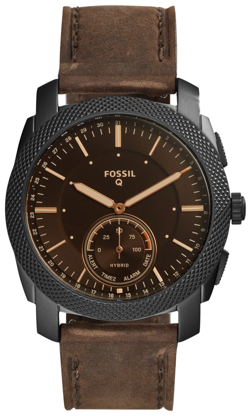 Fossil Machine Hybrid Men's Brown Leather Smart Watch