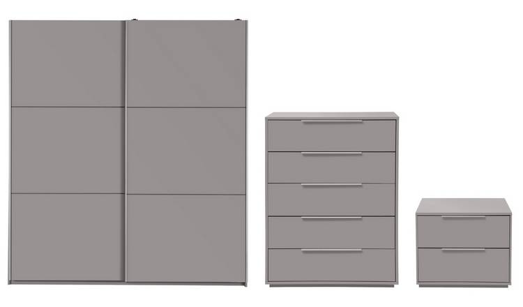 Buy Argos Home Holsted Gloss 3 Piece Large Wardrobe Set Grey Bedroom Furniture Sets Argos