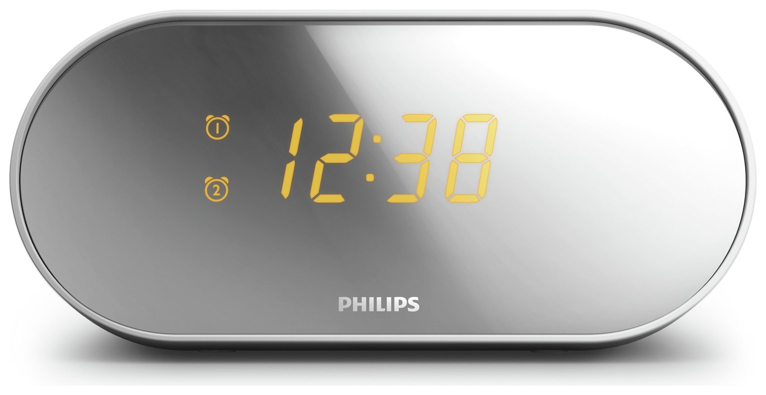 Philips AJ2000 FM Clock Radio - Silver