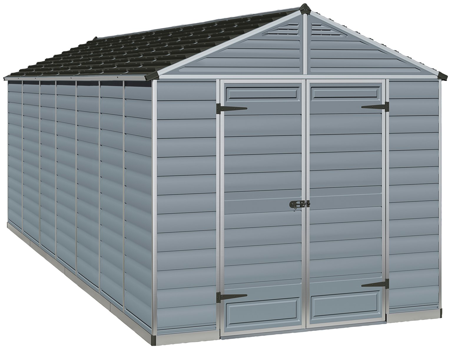 Palram Skylight Plastic 8 x 16ft Shed - Dark Grey