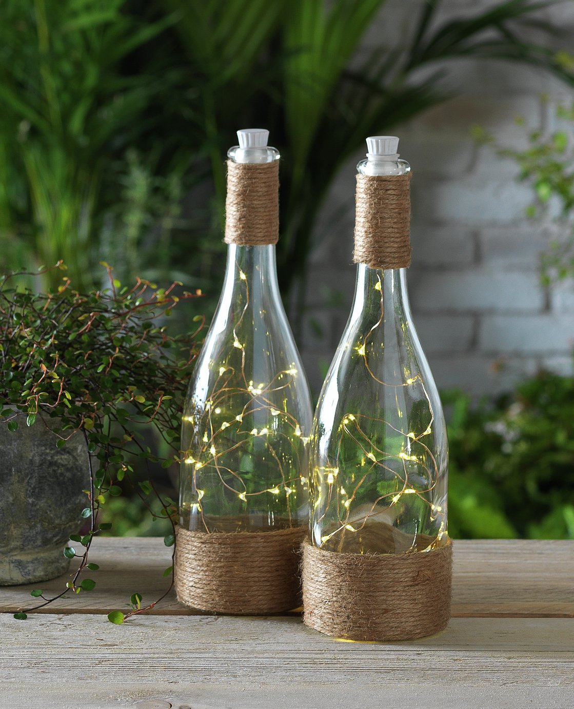 Argos Home Set of 2 Jute Tabletop Bottle Lanterns