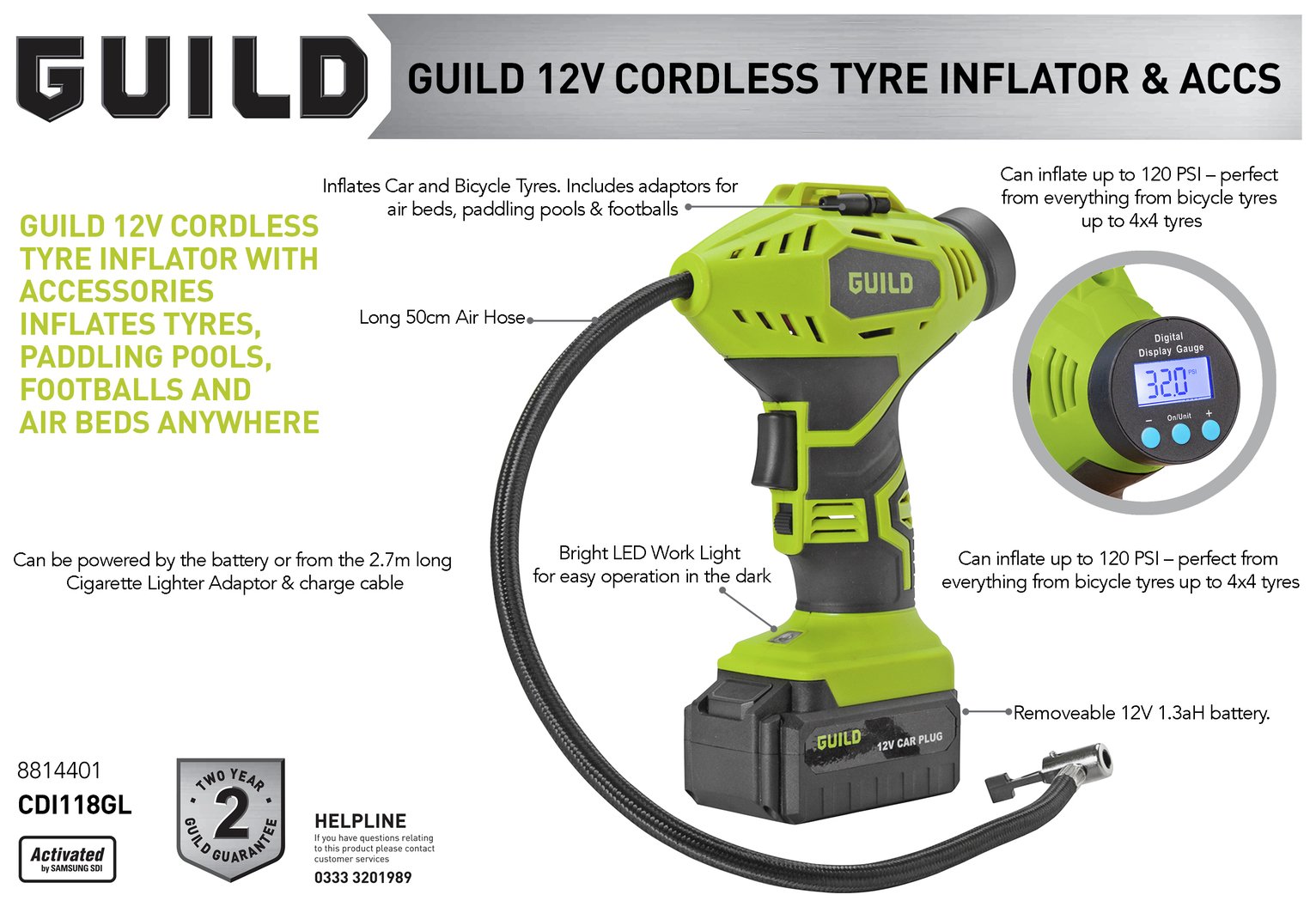Guild Cordless Tyre Inflator with Accessories Reviews Updated July 2024