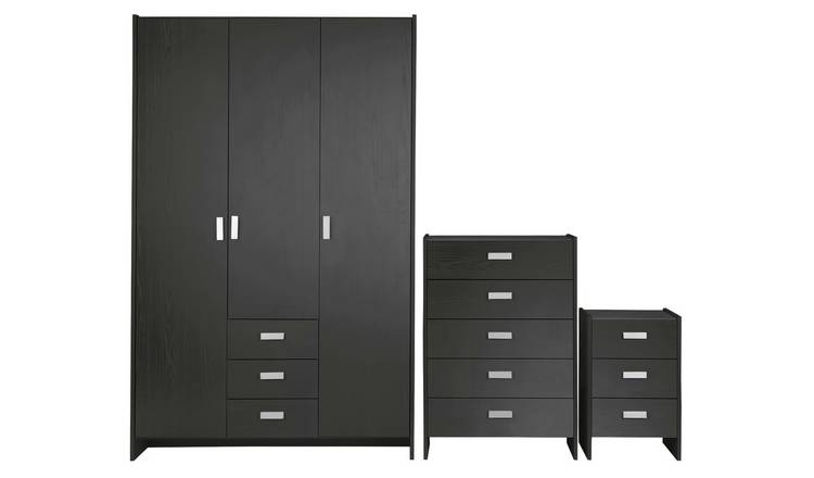 Buy Argos Home Capella 3 Piece 3 Door Wardrobe Set Black Bedroom Furniture Sets Argos