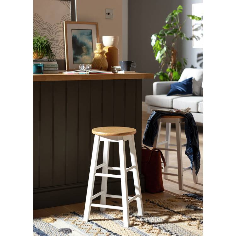 Habitat Pair of Wooden Bar Stools - Two Tone 0