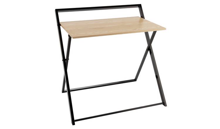 Buy Habitat Compact Folding Office Desk - Black & Oak | Desks | Habitat