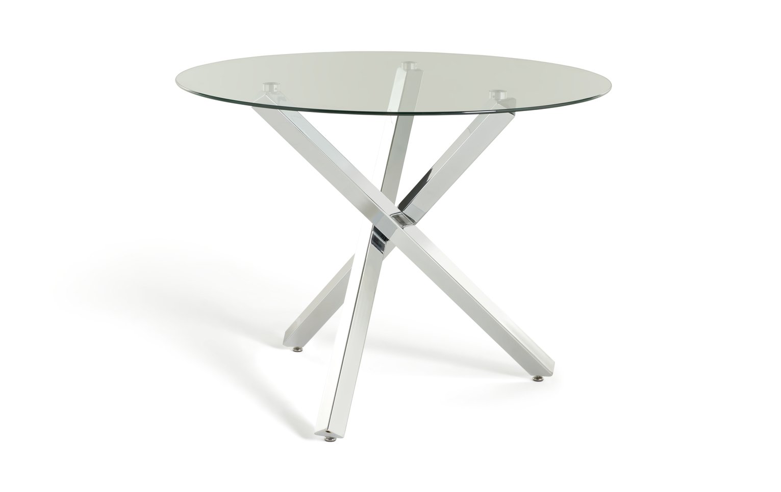 Argos Home Ava Glass 4 Seater Round Dining Table - Chrome