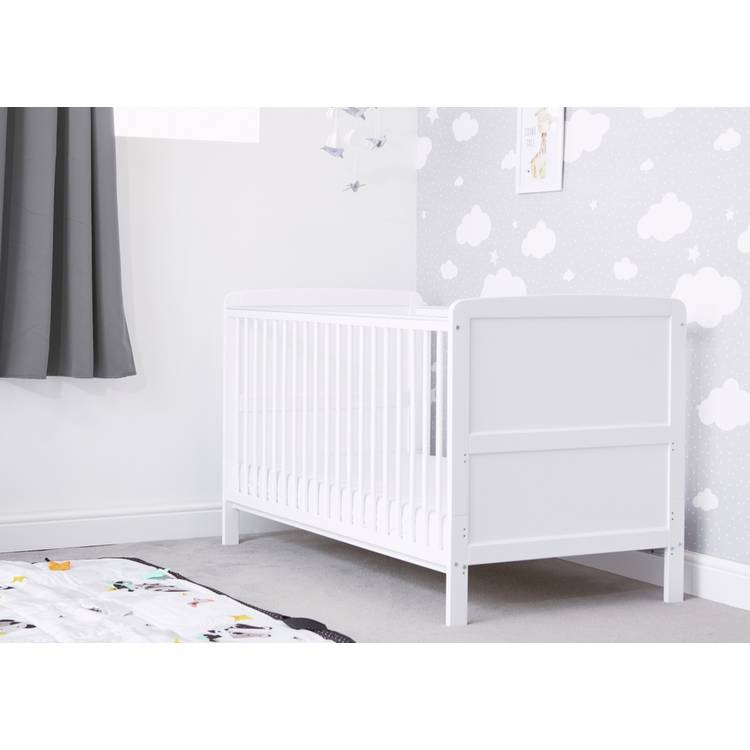 Baby Elegance Travis Baby Cot Bed with Mattress - White 0