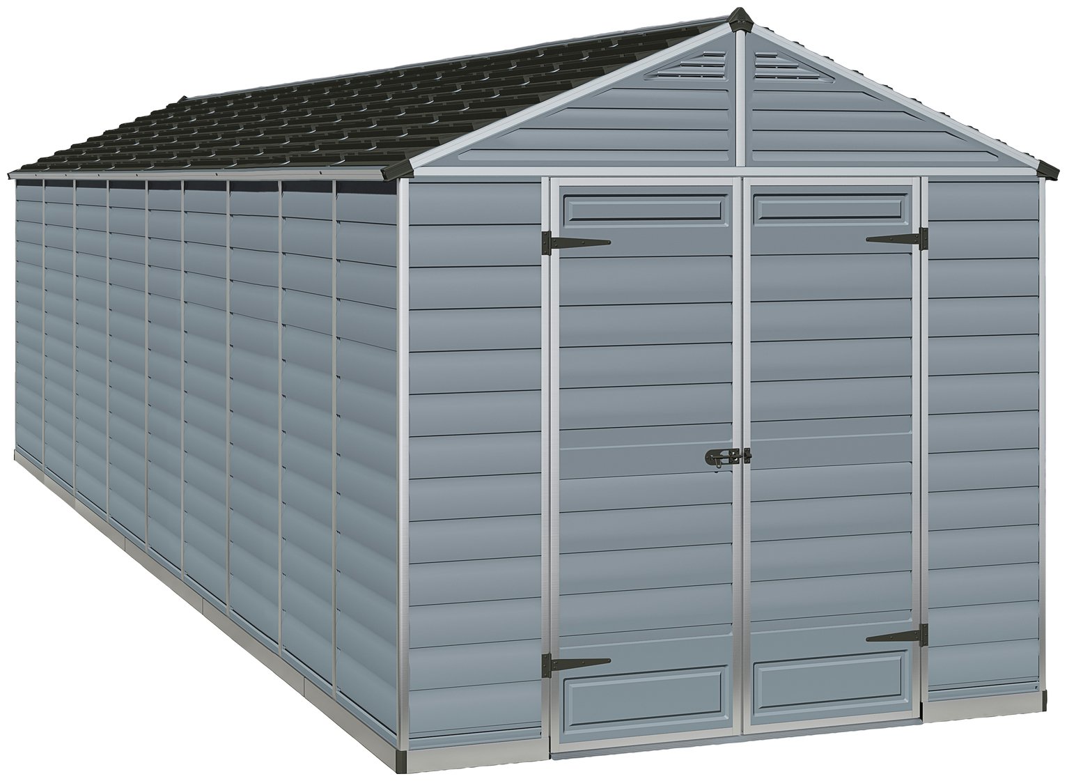 Palram Skylight Plastic 8 x 20ft Shed - Dark Grey