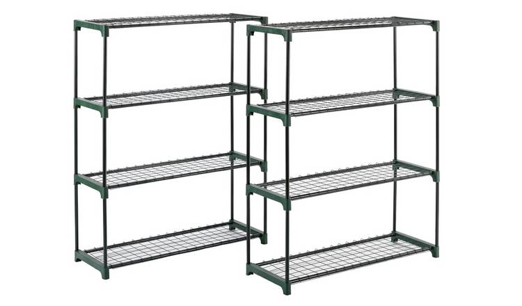 EAGLE PEAK Greenhouse Shelving Staging Double 4 Tier, Outdoor / Indoor