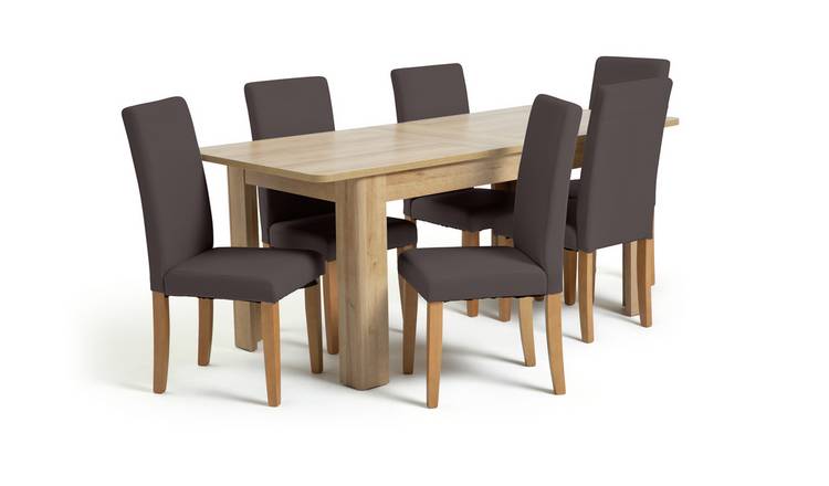 Buy Argos Home Miami Curve Extending Table & 6 Chocolate ...