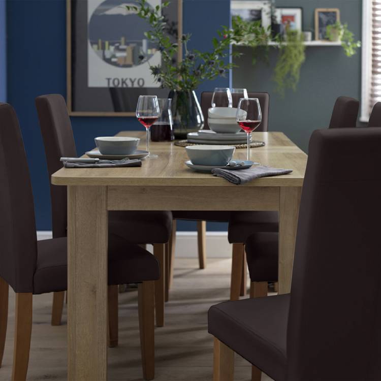 Argos Home Miami Oak Dining Table &6 Chocolate Chairs 0