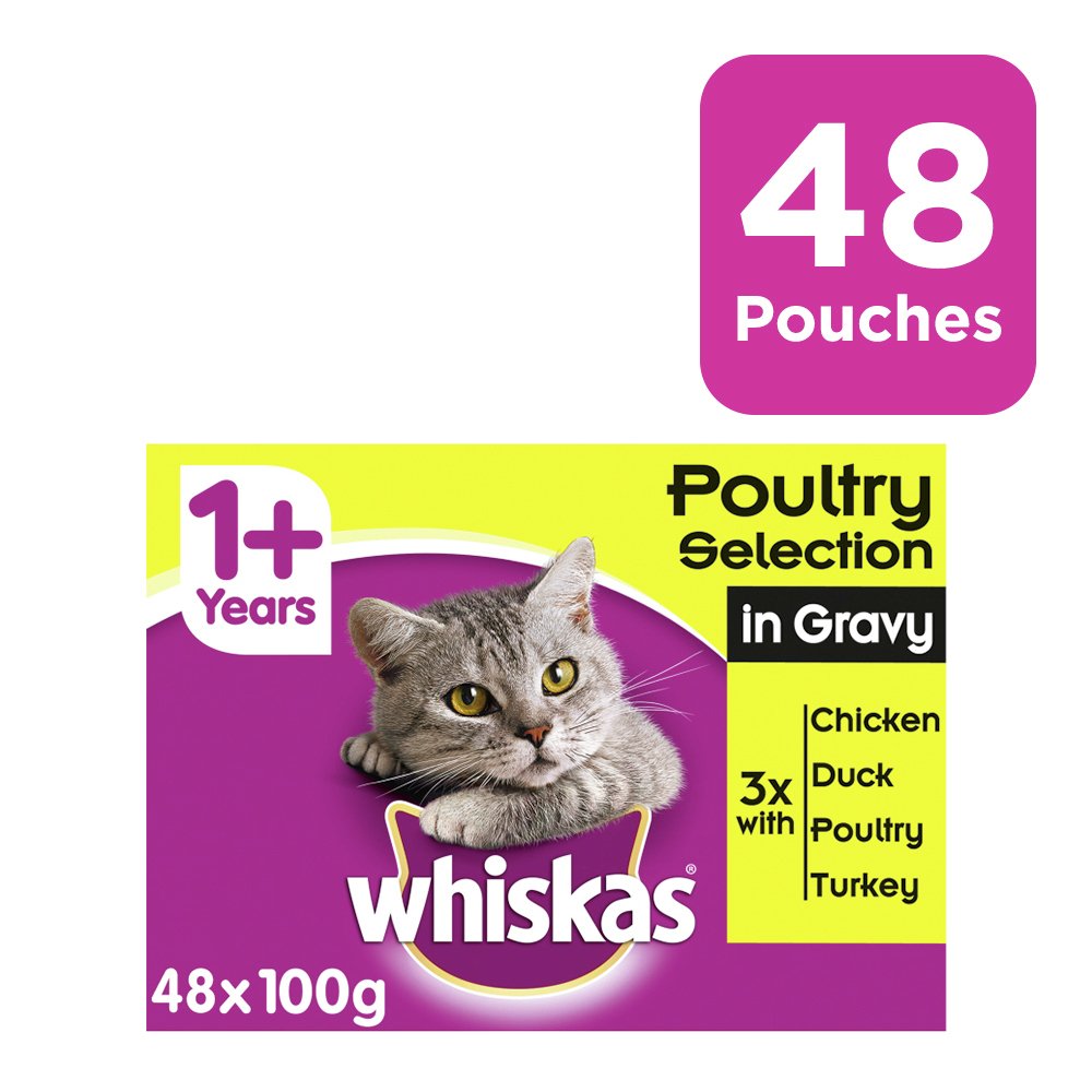 Whiskas 1+ Cat Food Pouches Poultry in Gravy 48 Pouches Review