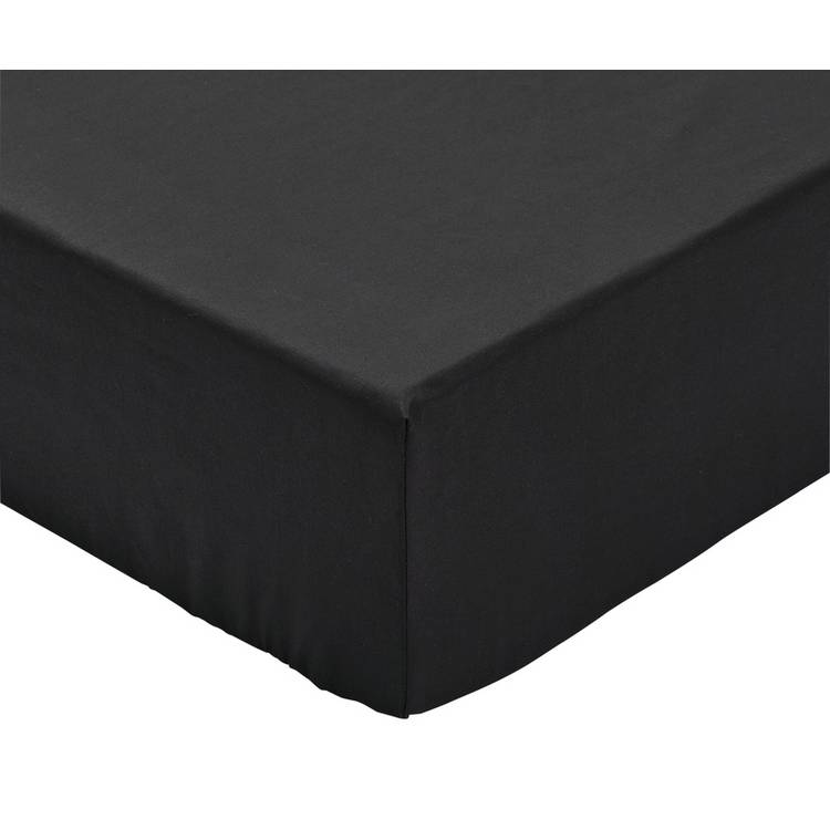 Habitat Cotton Rich 180 TC Plain Black Fitted Sheet - King 0