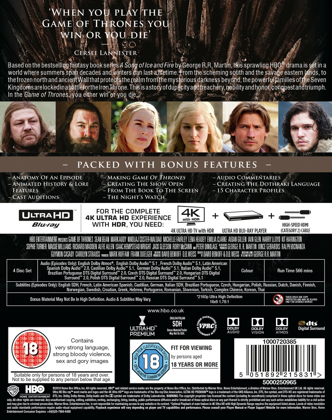 Game of Thrones Season 1 4K UHD Blu-Ray Box Set Reviews - Updated ...