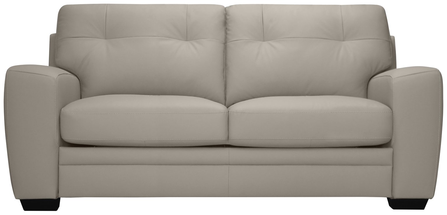 Argos Home Raphael Leather Mix Sofa bed - Light Grey