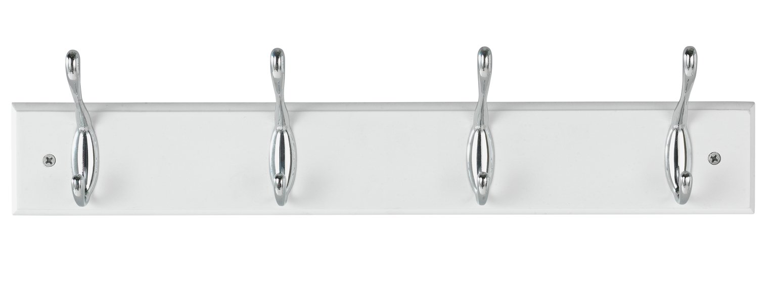 Buy Habitat 6 Piece Double Chrome Coat Hooks - White | Umbrella stands and  coat racks | Habitat