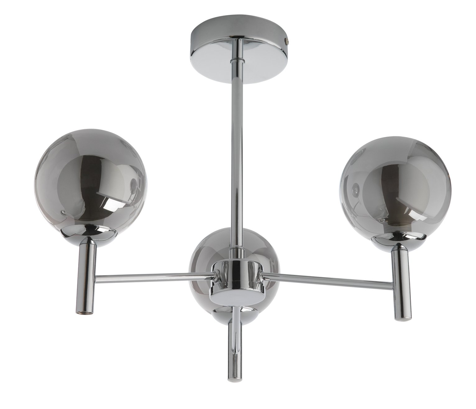 Argos Home Shelton Chrome &Smokey Glass 3Globe Ceiling Light