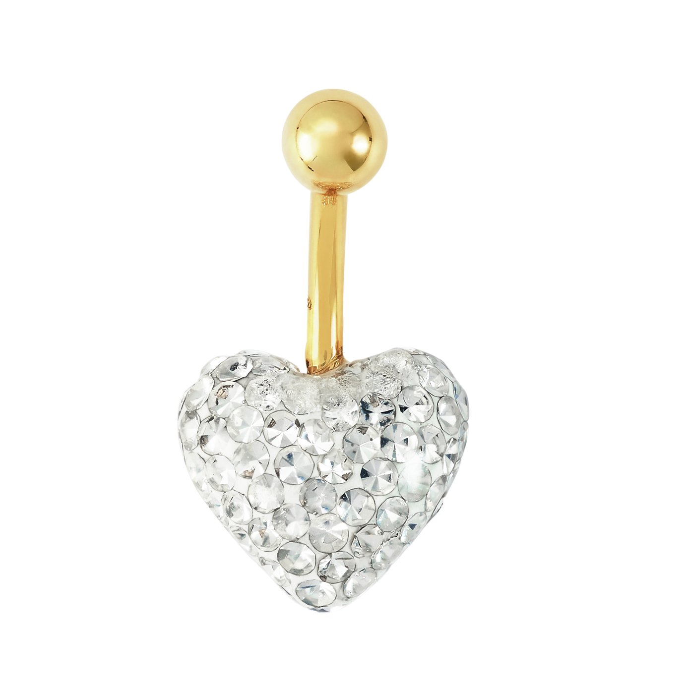 State of Mine 9ct Yellow Gold Glitter Heart Belly Bar