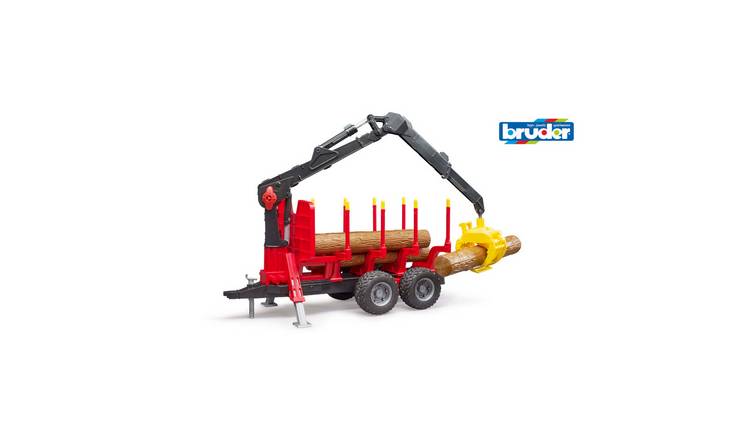Bruder 1:16 Loading Crane Forestry Trailer with 4 Trunks - Red