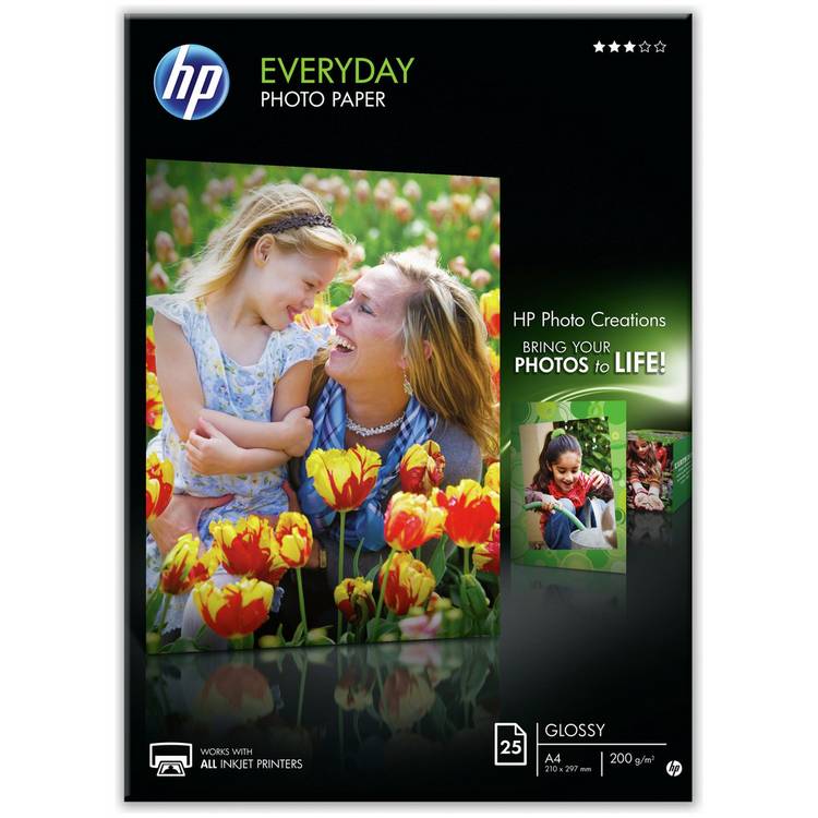 HP Everyday A4 Gloss Photo Paper - 25 Sheets 0