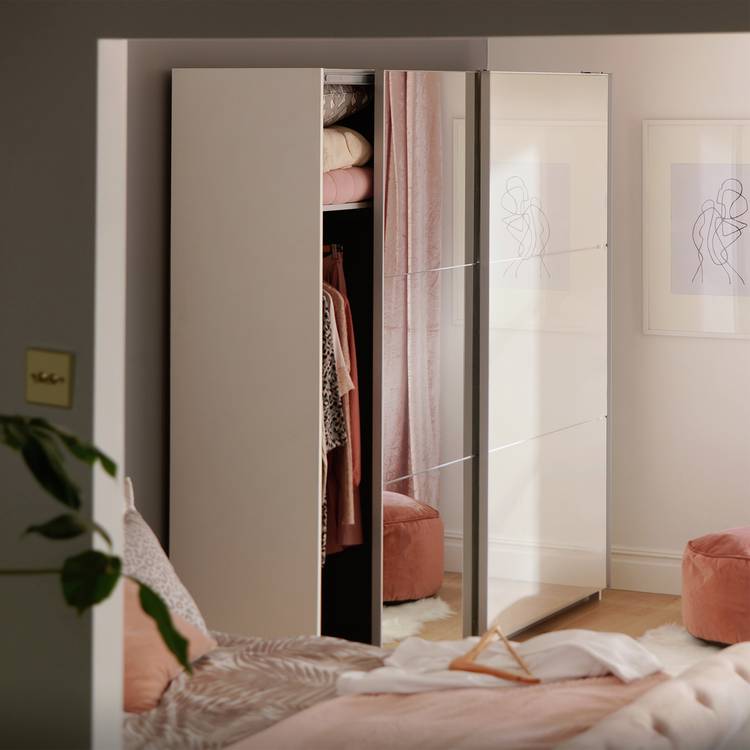 Habitat Holsted Mirrored 200cm Sliding Wardrobe - White 0