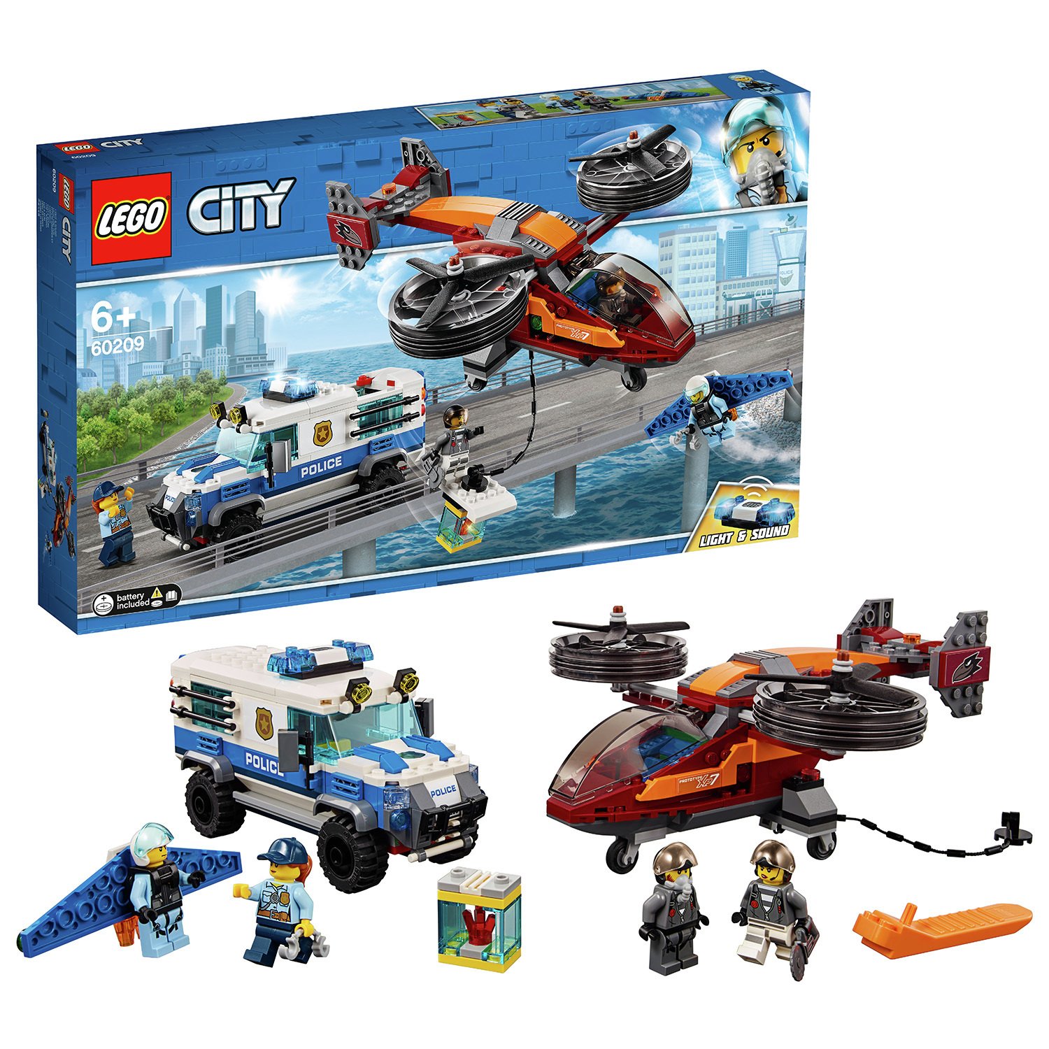 LEGO City Sky Police Diamond Heist Toy Helicopter Set- 60209