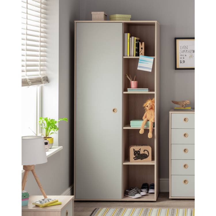 Argos Home Camden 1 Door Shelved Wardrobe - Grey and Acacia 0