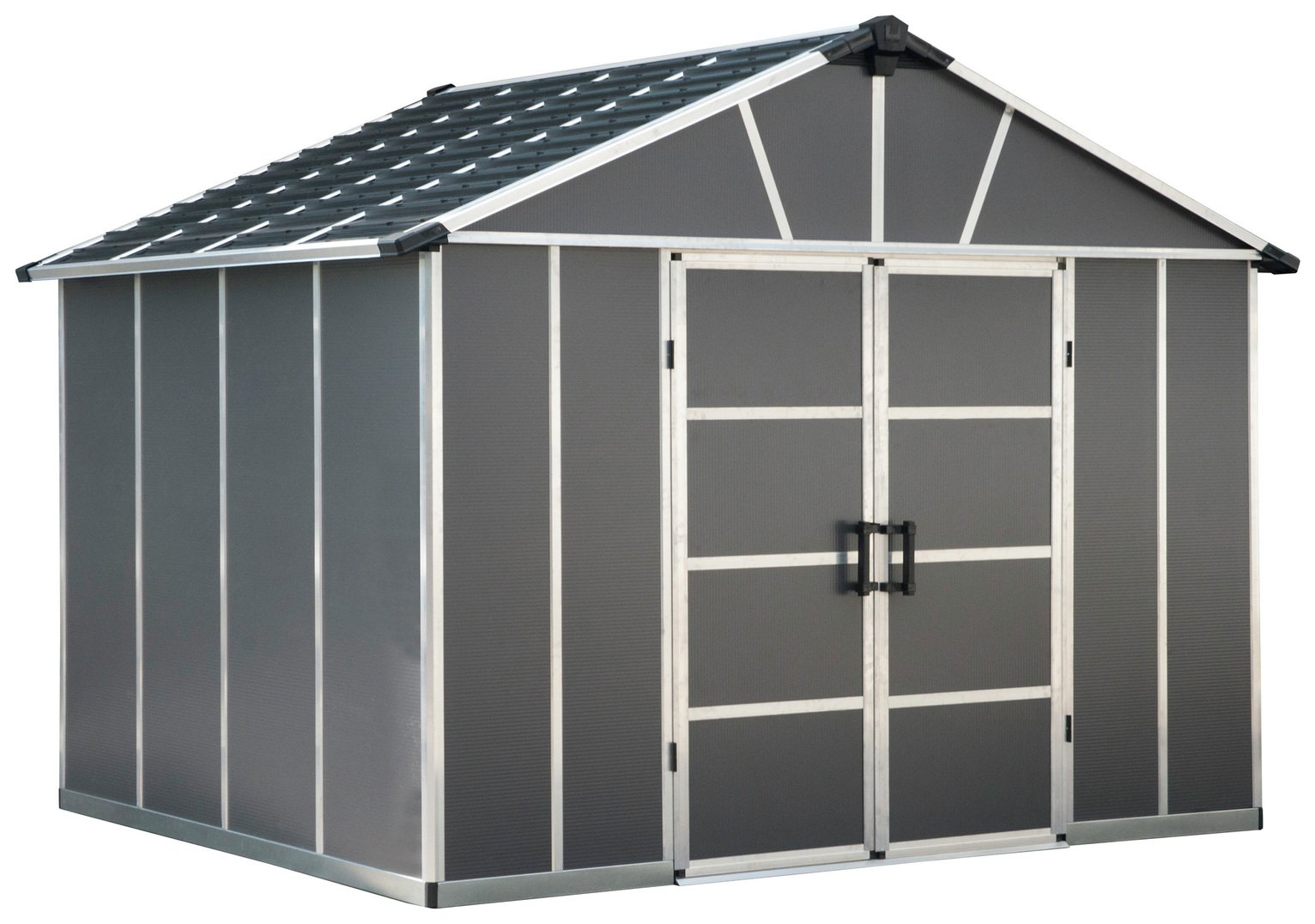 Palram Yukon Plastic 11 x 9ft Shed with Floor - Dark Grey