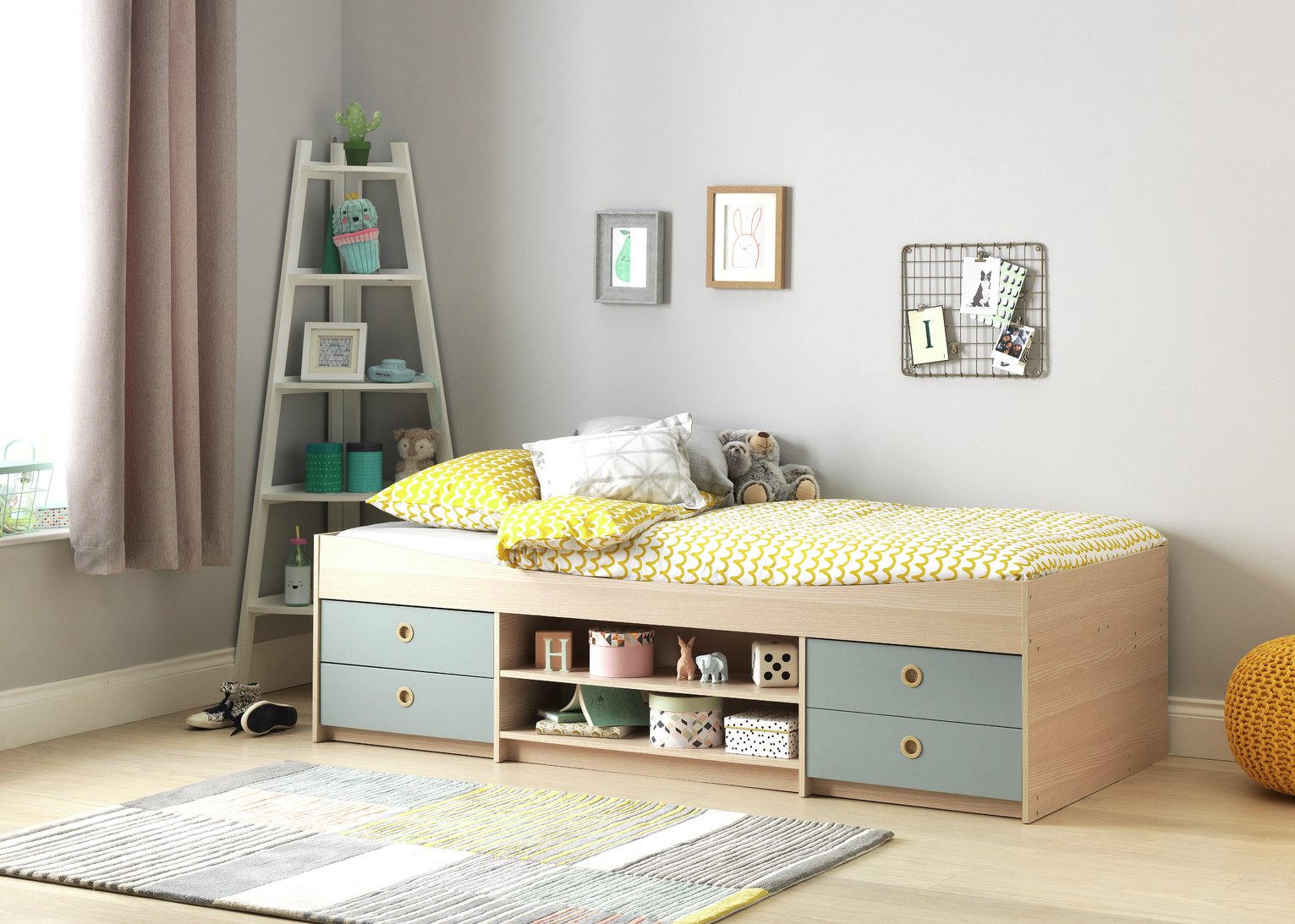 Argos Home Camden Blue & Acacia Cabin Bed