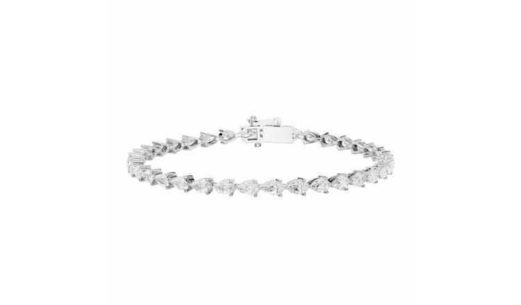 Pure Brilliance 9ct White Gold 5ct Diamond Pear Cut Tennis Bracelet