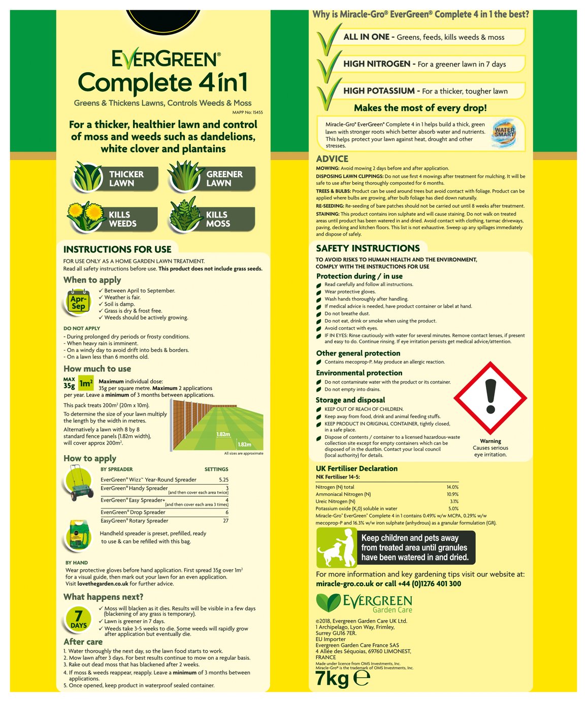 MiracleGro Evergreen Complete Lawn Feed Weed and Moss 7kg Reviews