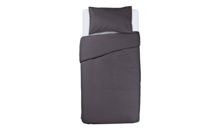 Argos Home Plain Charcoal Bedding Set - Single