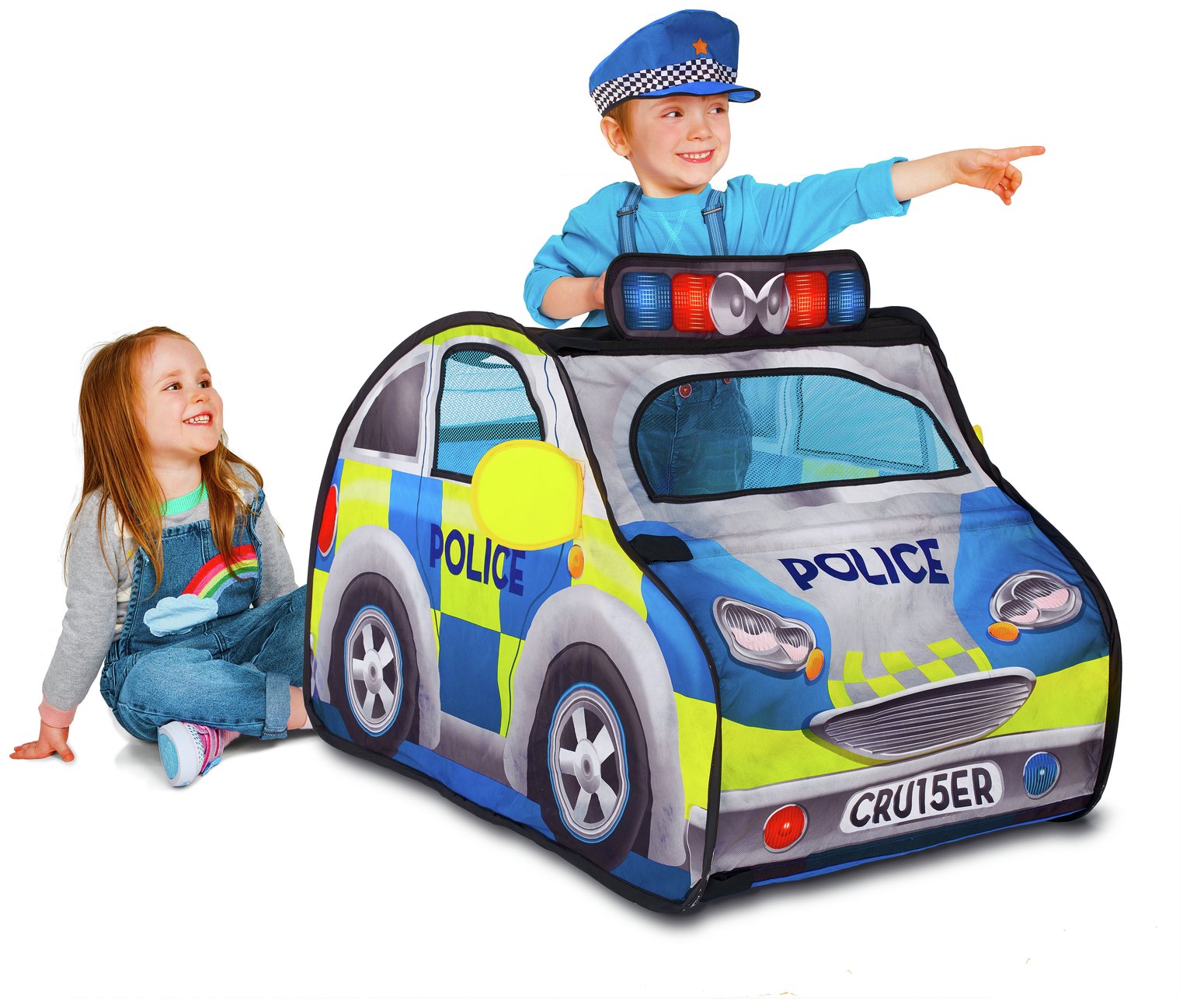 Chad Valley Police Car Pop Up Play Tent with Siren and Hat