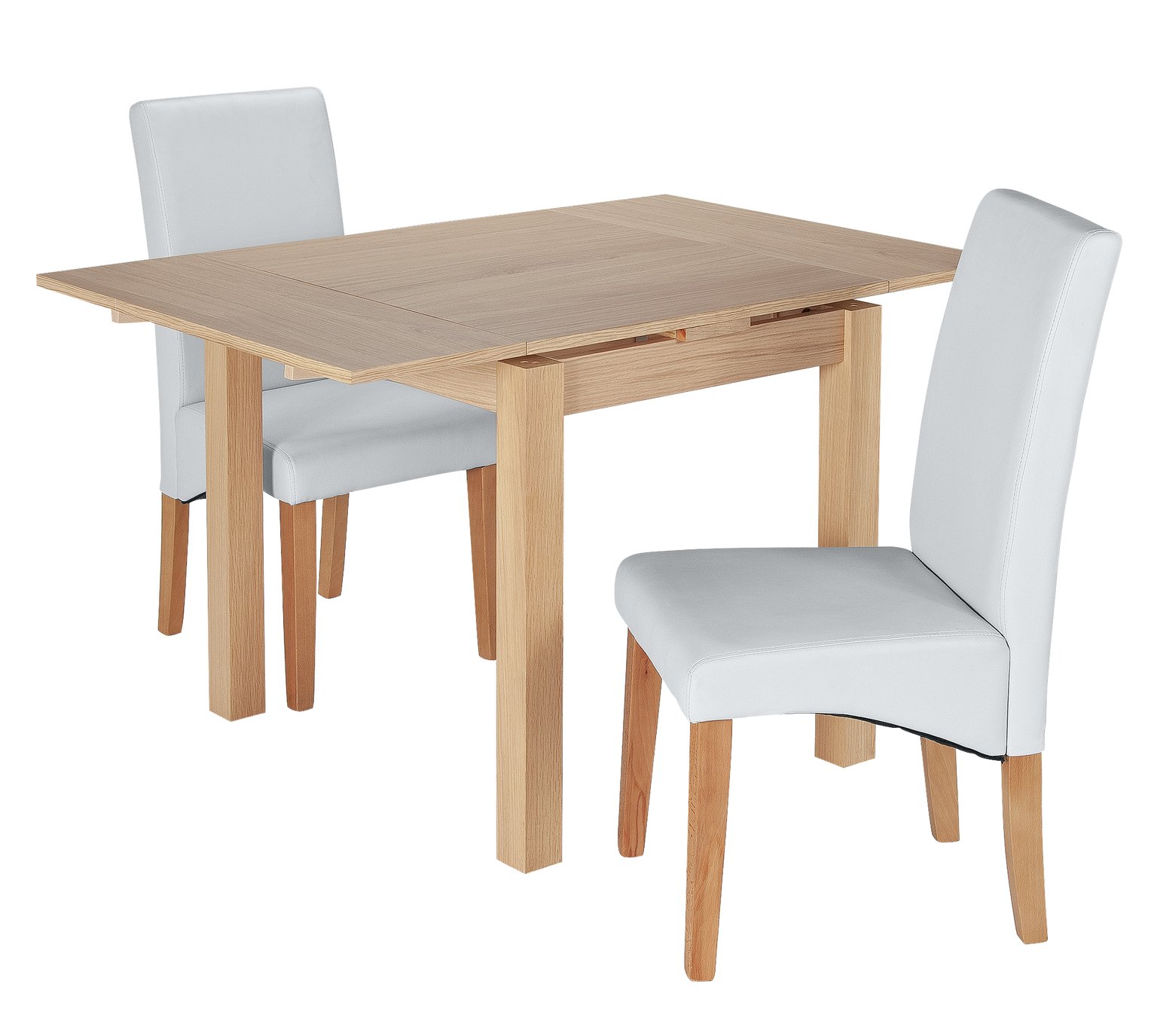 Argos Home Clifton Oak Extending Table & 2 Grey Chairs