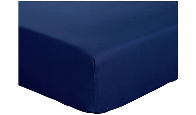 Buy Habitat Cotton Rich Plain Navy Fitted Sheet Kingsize Bed sheets