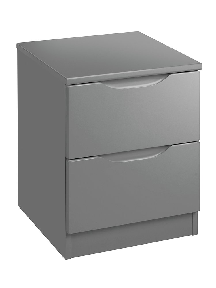 One Call Legato Gloss 2 Drawer Bedside Table - Dark Grey