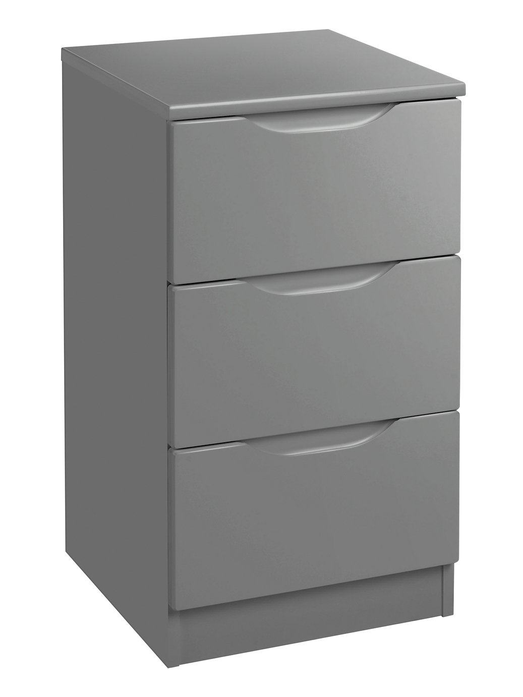 One Call Legato Gloss 3 Drawer Bedside Table - Dark Grey