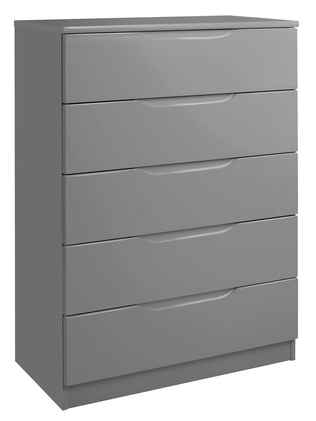 One Call Legato Gloss 5 Drawer Chest of Drawers - Dark Grey