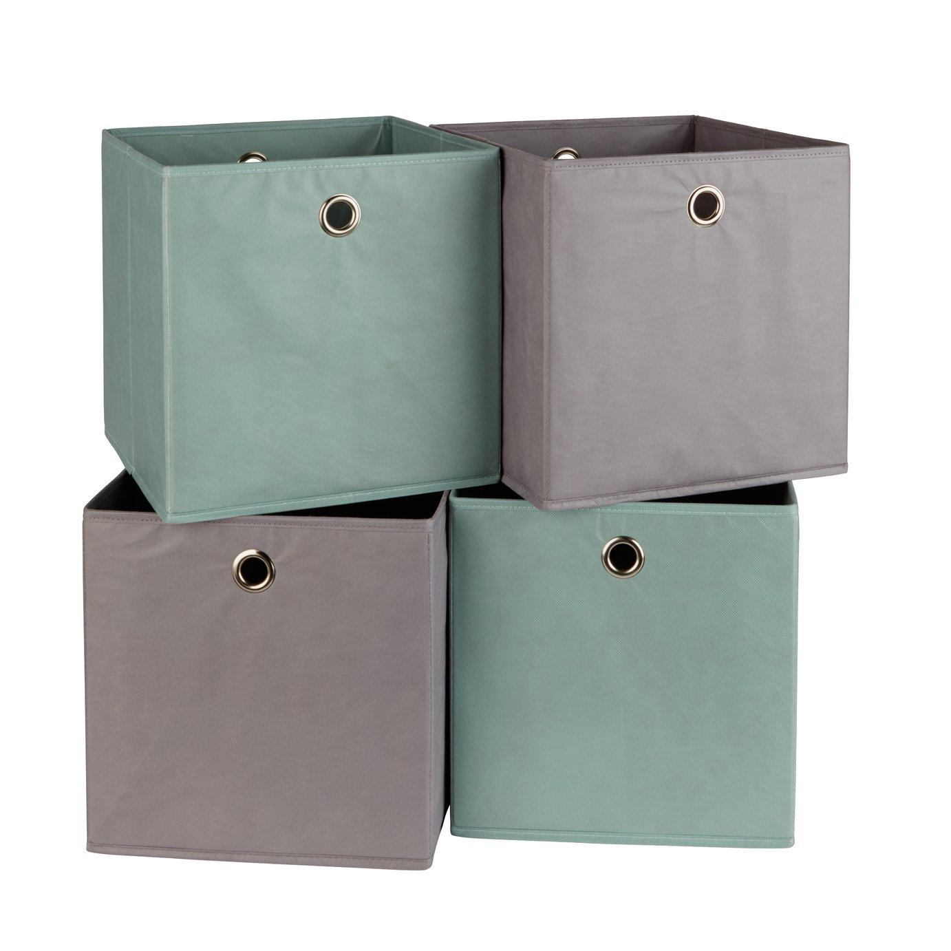 Argos Home Set of 4 Squares Boxes - Grey & Green