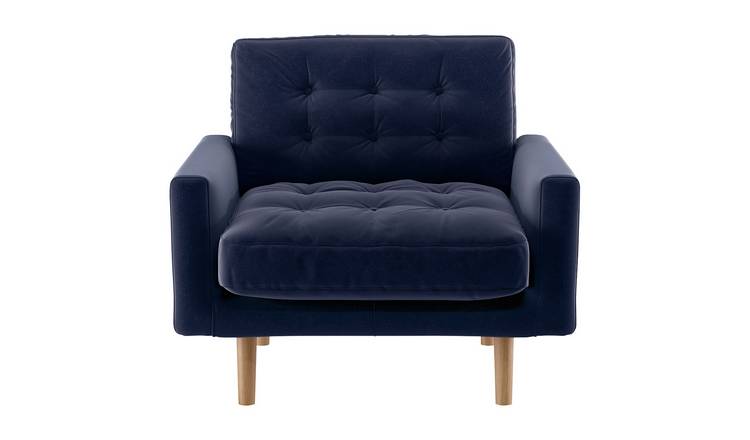 Buy Habitat Fenner Velvet Armchair Navy Blue Armchairs Habitat