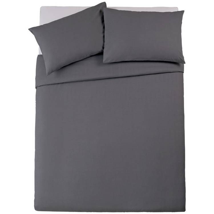 Habitat Cotton Rich 180 TC Plain Charcoal Bedding Set - King 0