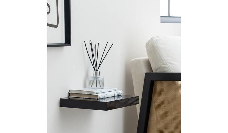 Habitat Jak 30cm Floating Shelf - Black Gloss