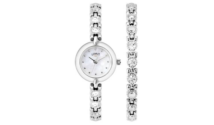 Buy Limit Ladies Silver Plated Stone Bracelet and Watch Set Argos